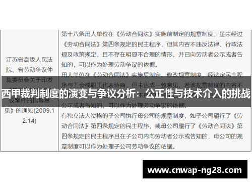 西甲裁判制度的演变与争议分析：公正性与技术介入的挑战