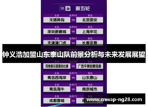 钟义浩加盟山东泰山队前景分析与未来发展展望