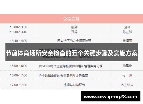 节前体育场所安全检查的五个关键步骤及实施方案 节前体育场所安全检查的五个关键步骤及实施方案