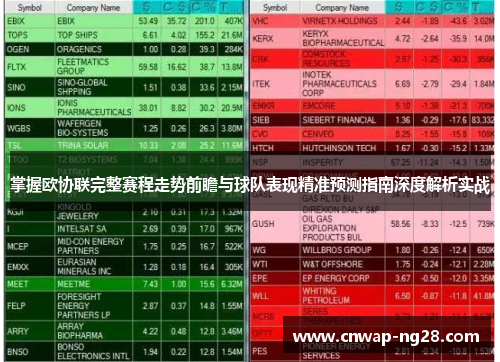 掌握欧协联完整赛程走势前瞻与球队表现精准预测指南深度解析实战